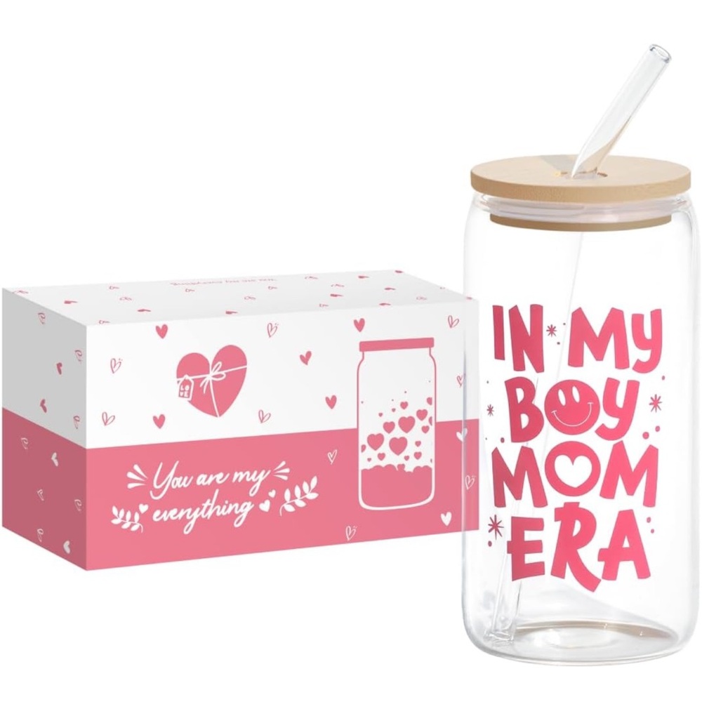 Boy Mom Gifts for New Mom Glass Cup